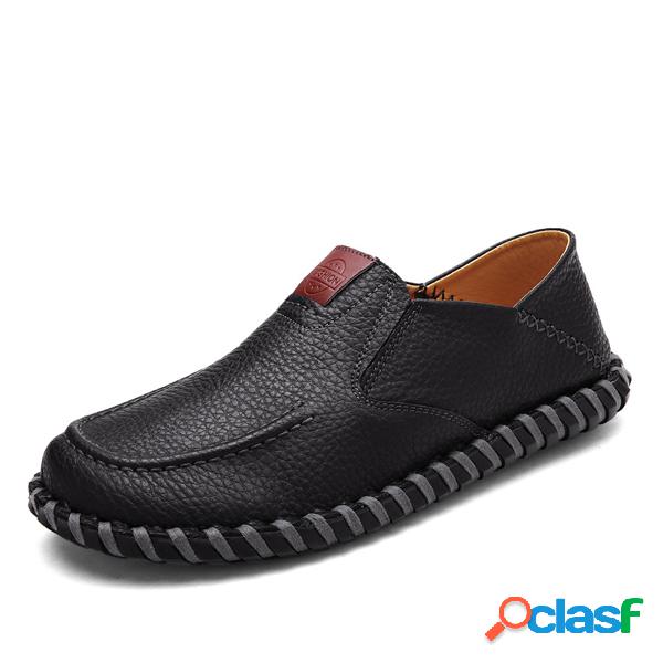 Loafer de Costura Plano Casual Sola Suave Sem Cadarço