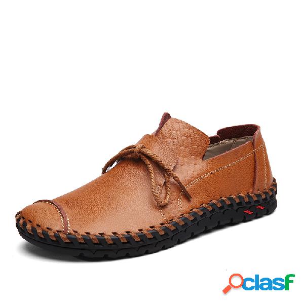 Loafers de Costura de Sola Suave Sem Cadarço de Condução