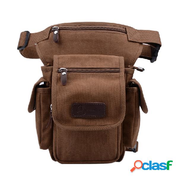 Lona Vintage Esportes Multi Bolso Patchwork Zipper Cintura