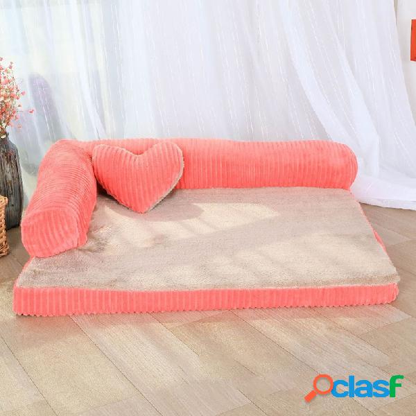 Luxo veludo cotelê cama grande cão sofá pet filhote de