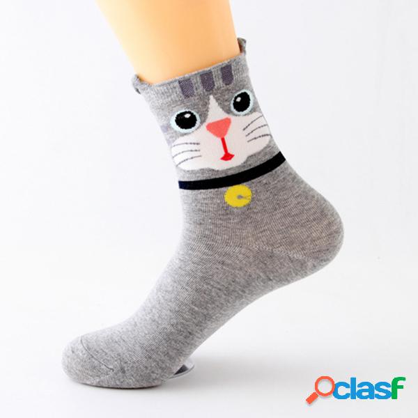 Meias Femininas de Cartoon Fofo em Forma de Orelhas de Gato