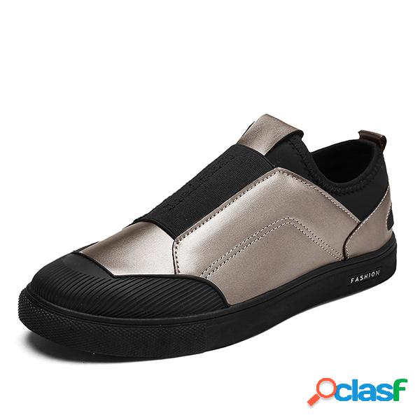 Men Stylish Eleatic Band Splicing Trainers Slip On Casual