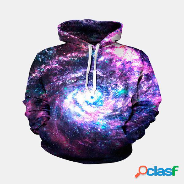 Mens 5XL Elegante Galaxy 3D Impresso Tops Com Capuz Grande