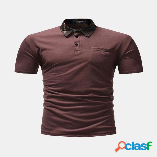 Mens Camo Impresso Collar Slim Fit Business Casual Golf