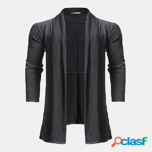Mens Casual Cor sólida Hem Irregular Mid Long Draped