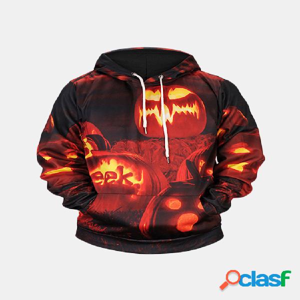 Mens Halloween 3D impressão Hooded manga comprida Casual