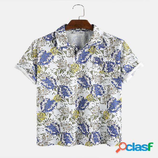 Mens Holiday Tropical Folha Macacão com estampa floral de