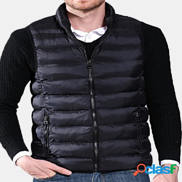 Mens Inverno Plus Tamanho Fino Sem Mangas Com Zíper Colete