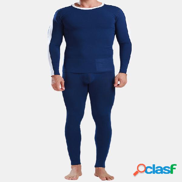 Mens Modal Algodão Elegante Patchwork Listrado Slim Fit