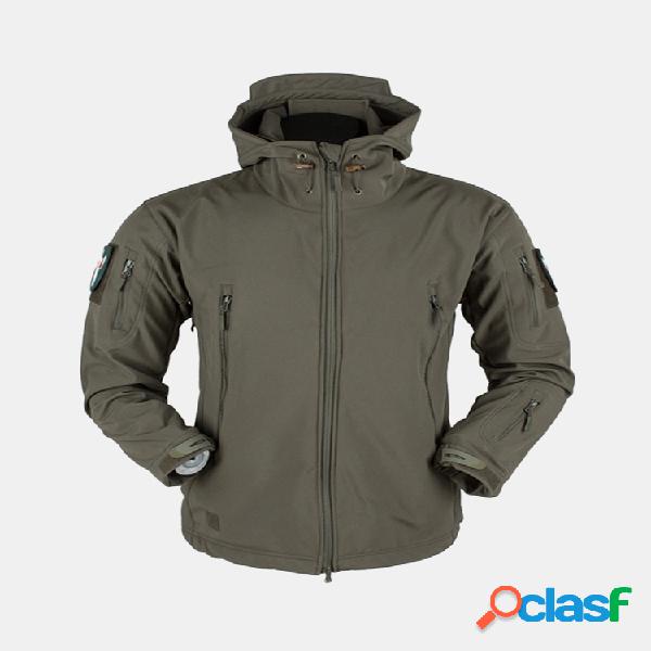 Mens Outdoor Thicken Casaco quente Velo Jacket À prova de