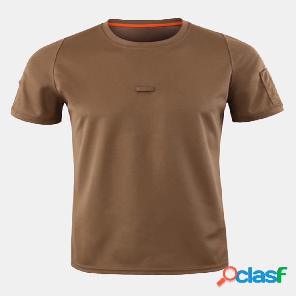 Mens Outdoor secagem rápida Cor sólida Tops Soft