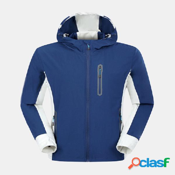 Mens Patchwork Com Capuz À Prova D 'Água de secagem