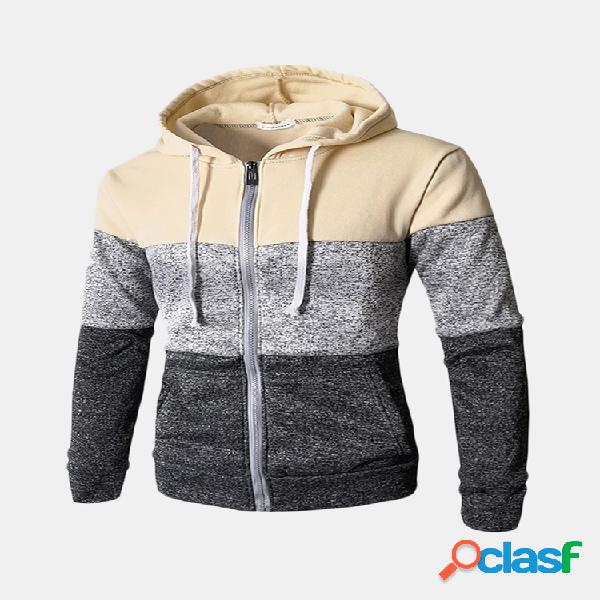 Mens Respirável Modish Listrado Patchwork Desenhando