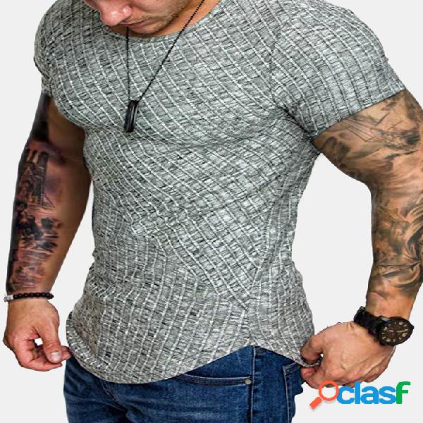 Mens Sports Texture Slim Fit T-shirt de manga curta