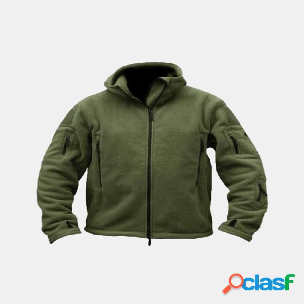 Mens Tactical Military Multi-Pockets Fleece Jaqueta com
