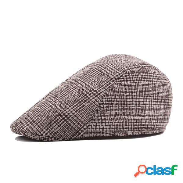 Mens Vintage Lattice Ajustável Boina de Algodão Cap Peaked
