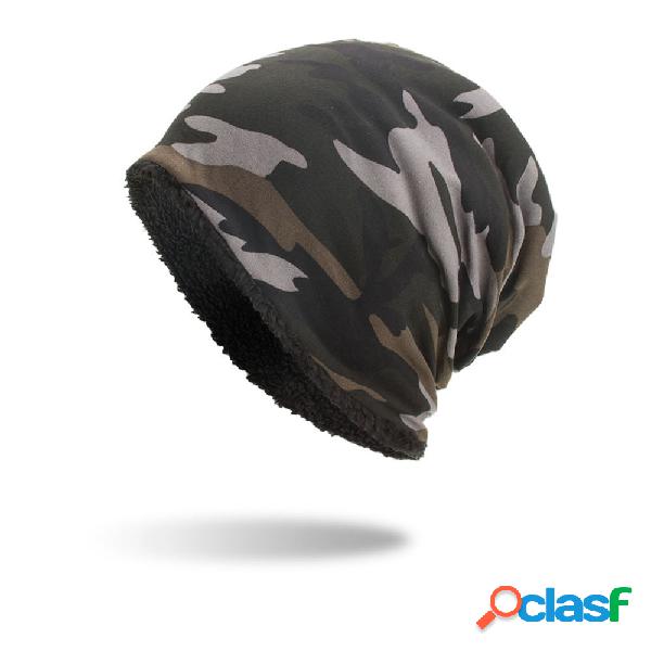 Mens camuflagem de veludo de algodão chapéu de malha