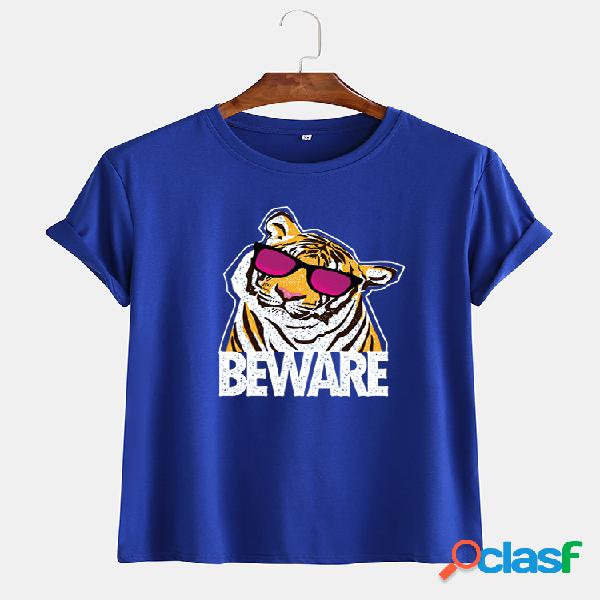 Mens engraçado dos desenhos animados tigre legal impresso
