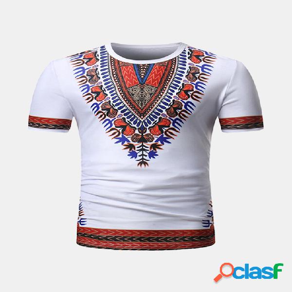 Mens estilo étnico africano 3D impresso verão casual