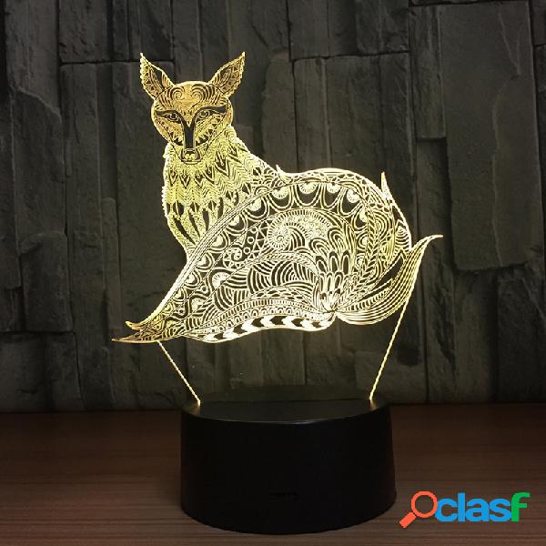 Mesa de luz de noite Fox 3D mesa de ilusão de ótica