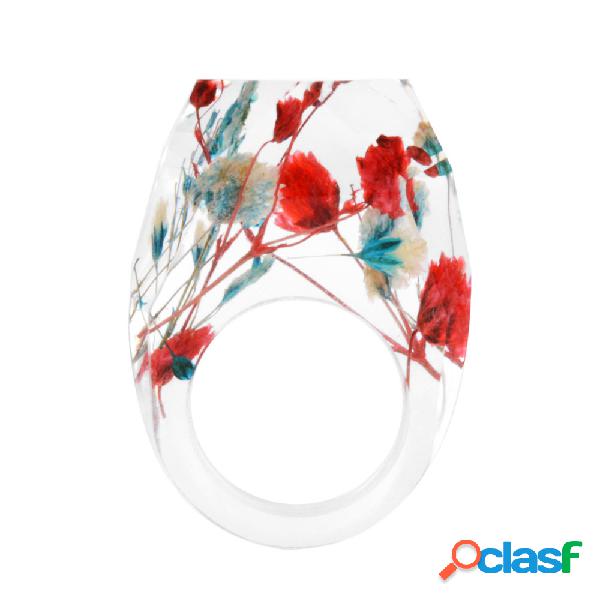 Moda Handmade Segredo Mundo Resina Anéis Coloridos Flores