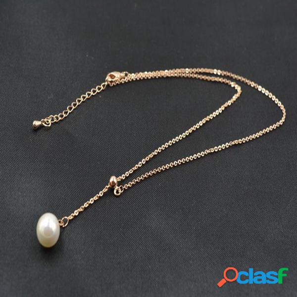 Moda Pendnat Colar de Corrente de Ouro Branco Pérolas
