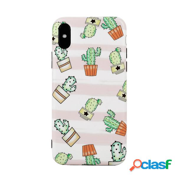Mulher Listra Rosa Bonito Planta Cactus TPU Soft Telefone