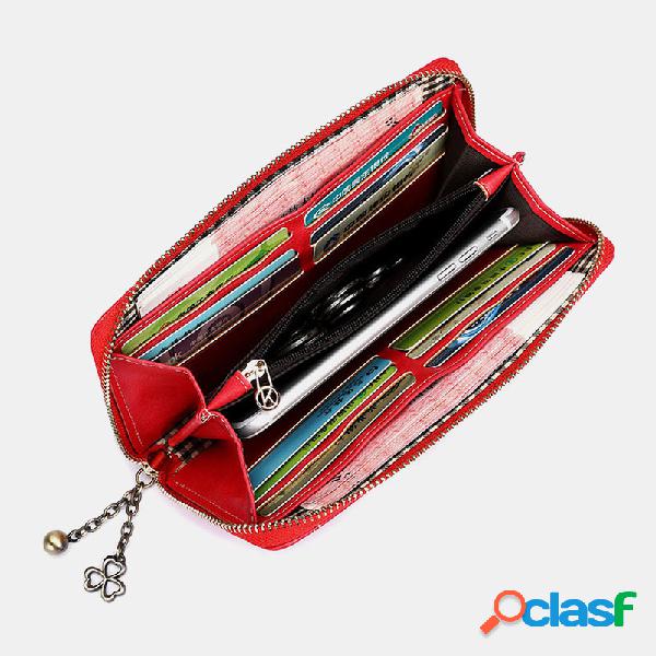 Mulheres 12 Slots de cartão Zipper Long Wallet Purse