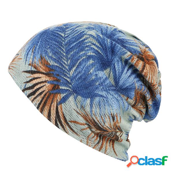 Mulheres Algodão Folha Impressões Chapéu Bonnet Beanies