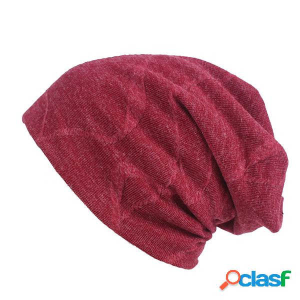 Mulheres Algodão Solid Espessar Beanie Hats Cômoda