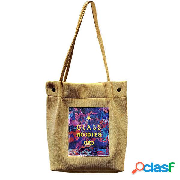 Mulheres Canvas Print Shoulder Bolsa Bolsa de grande