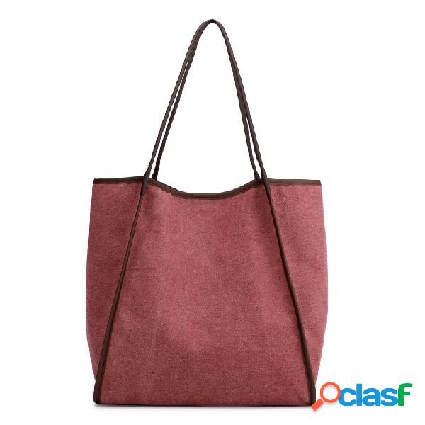 Mulheres Canvas Simple Tote Handbag Shoulder Bolsa