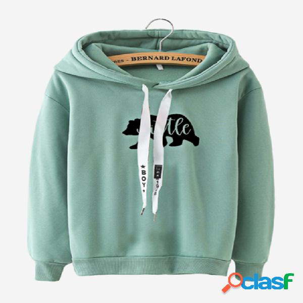 Mulheres Casual Animal Impresso Hoodies
