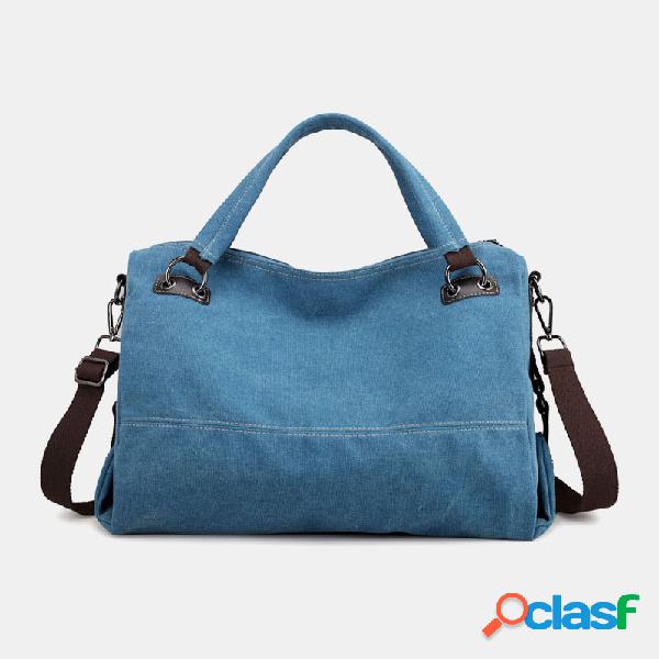 Mulheres Casual Canvas Handbag Multi-carry Crossbody Bolsa