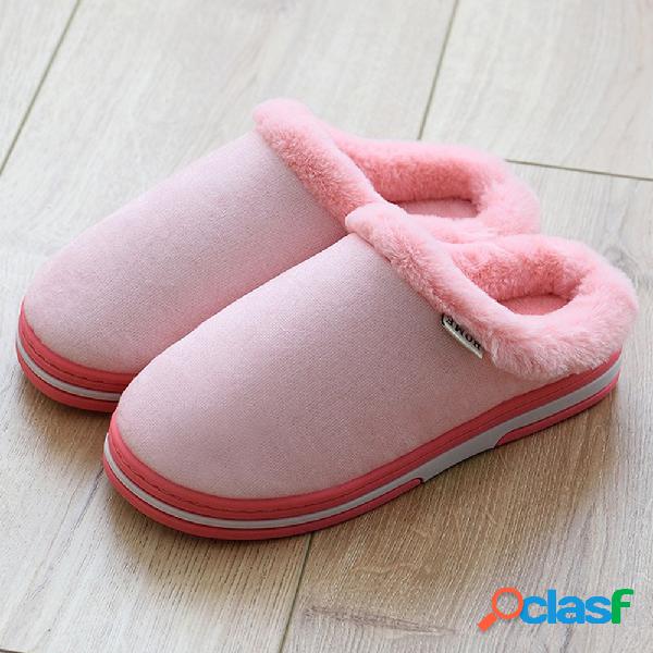 Mulheres Comfy Quente Fechados Toe Forro De Pele Chinelos De
