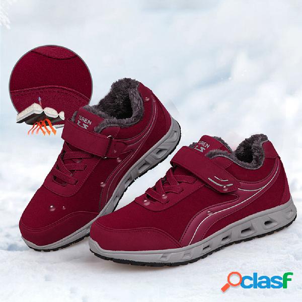 Mulheres Inverno Quente Leve Andando Camurça Loop Hook Loop