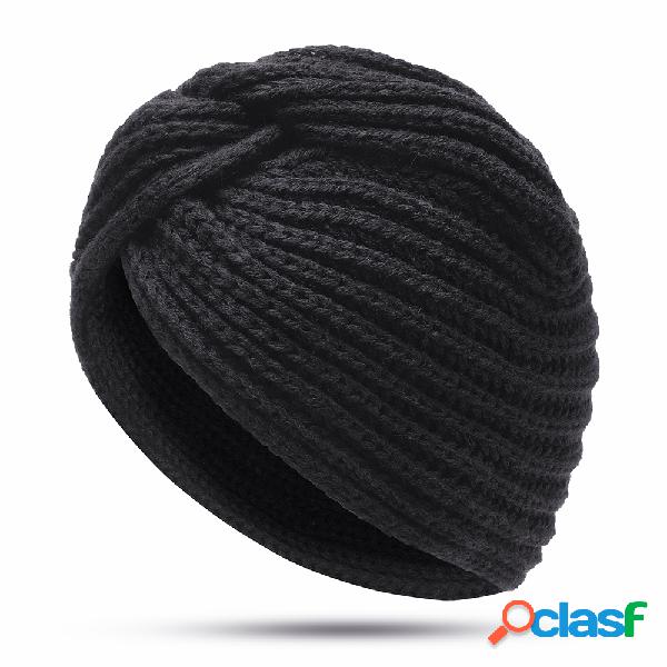 Mulheres Lã Cruz Trecho Turbante Quente Chapéu Boné Cap
