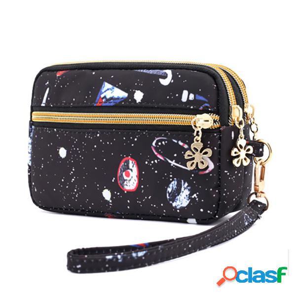 Mulheres Nylon Galaxy Padrão Embreagem Bolsa Carteira de