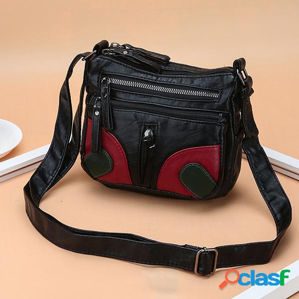 Mulheres PU Soft Couro Multi-slot Crossbody Bolsa Ombro de