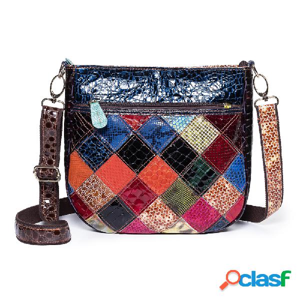 Mulheres Vintage Couro Genuíno Cobra Padrão Crossbody