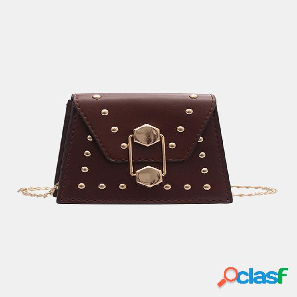 Mulheres Vintage Sequined Rivet Chain Mini Crossbody Bolsa