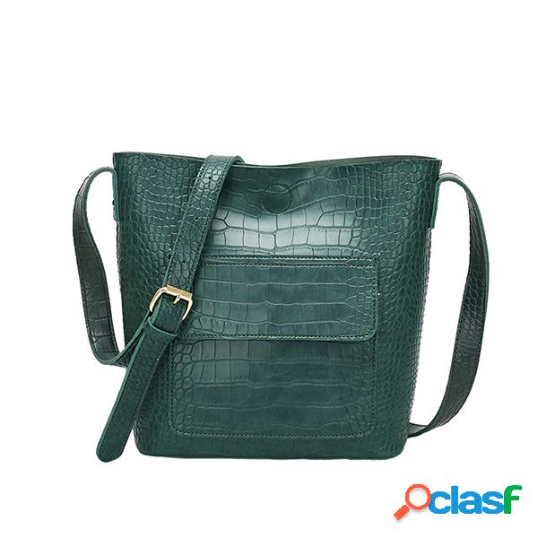 Mulheres crocodilo Padrão balde Bolsa grande capacidade