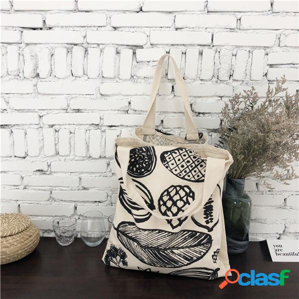 Mulheres folhas impressão lona bolsa casual ombro Bolsa