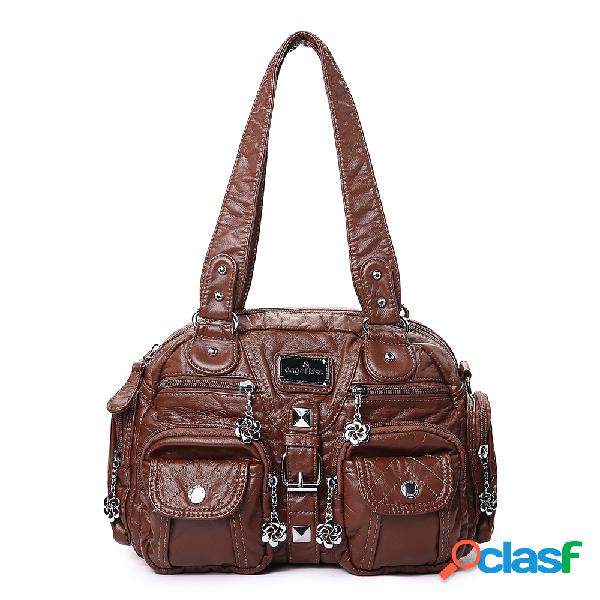 Mulheres multi-bolso casual crossbody Bolsa ombro soild