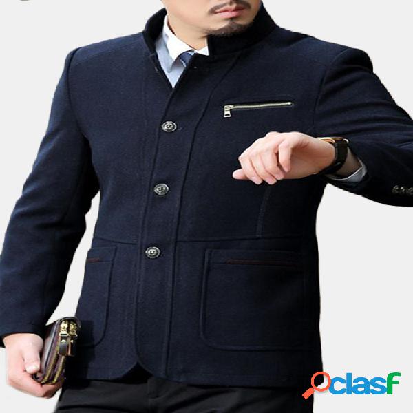 Negócios casuais à moda dos homens de lã no peito Zipper