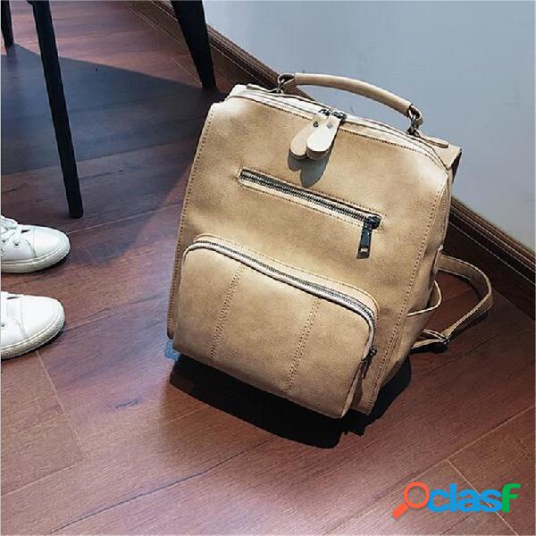 Ombro selvagem de couro falso para mulheres Bolsa Backpack