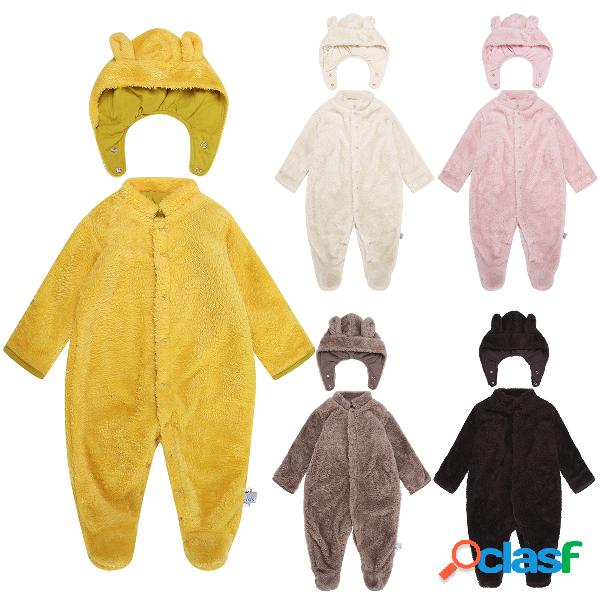 Orelha Cute Unisex Shape Macacão de lã de bebê com