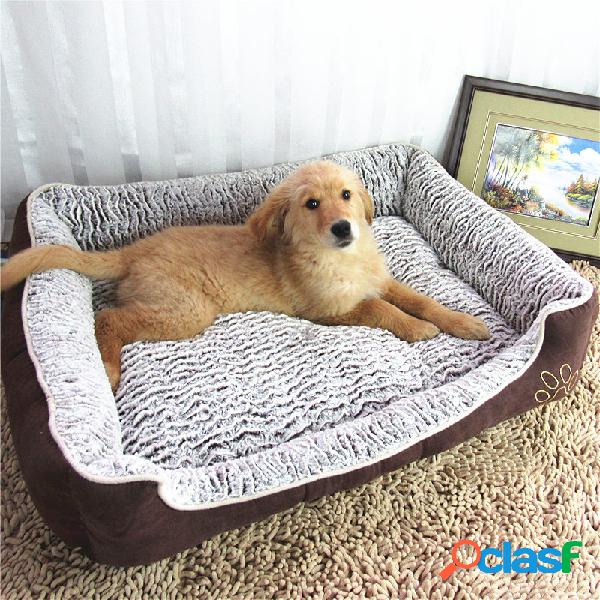 Padrão de Onda Rosa de Veludo Pet Dog Sofa Cama Grande Cão