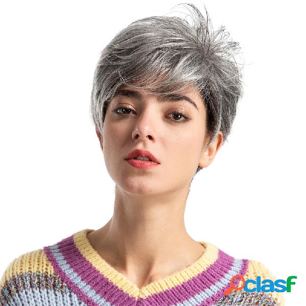 Perucas retas misturadas do cabelo humano cinzento real das