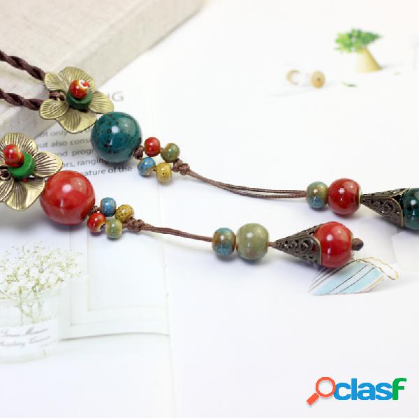 Pingente Vintage Colar Artesanal Rodada Frisado Flor Charme